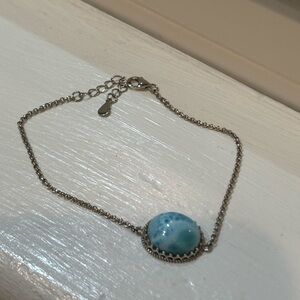 Larimar Bracelet On Sterling Silver